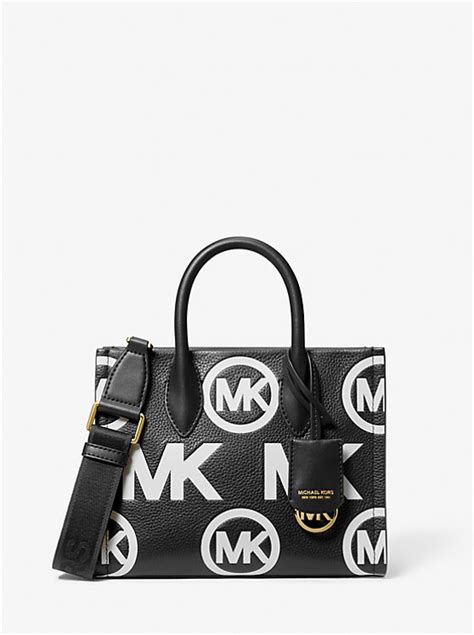 Mirella Small Logo Embossed Pebbled Leather .